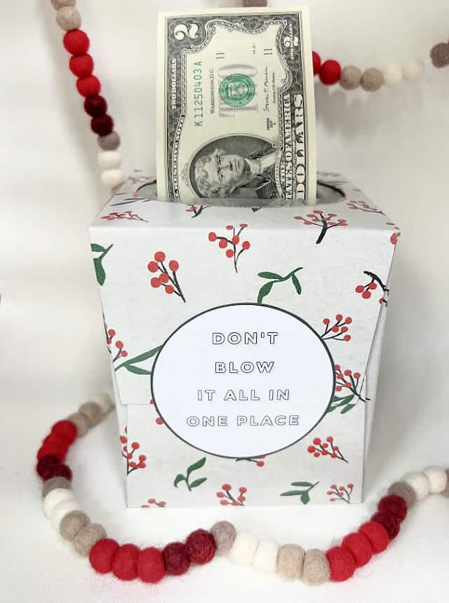 Tissue box with money inside